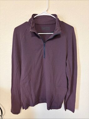 Outdoor Voices Men's Zip Mock Collar Sweater in Plum